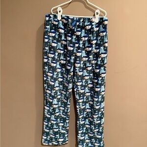 Vineyard Vines Blue and White Fleece Pajama Pants, Size Large (16).